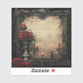 Pegatina Rosa roja de Halloween con velas