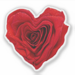 Pegatina Rosa Roja en forma de corazón