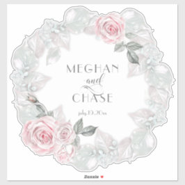 Pegatina Rosa rosa bonito Wreath descalzoBride™