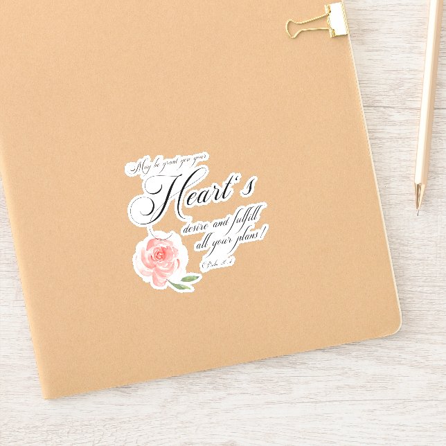 Pegatina Rosa rosa deseo del corazón (Cuaderno)