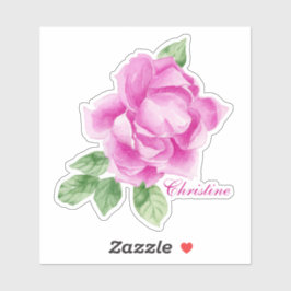 Pegatina Rosa rosa rosa color de agua pintado a mano vibran