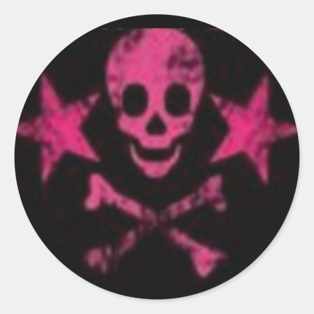 Pegatina rosa Skull&Cross Bones (Anverso)