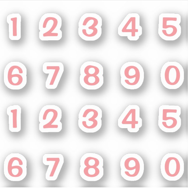 Pegatina Rosa Zahlen Aufkleber (Anverso)