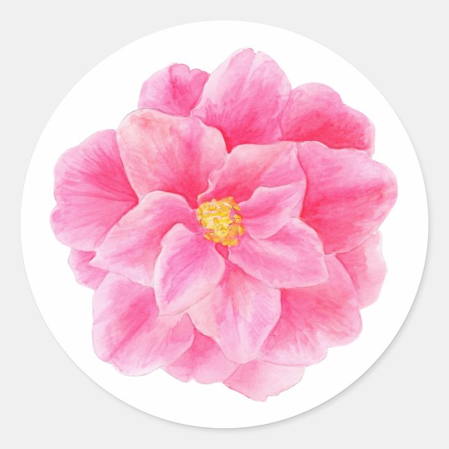 Pegatina rosado del arte de la acuarela de la flor (Anverso)