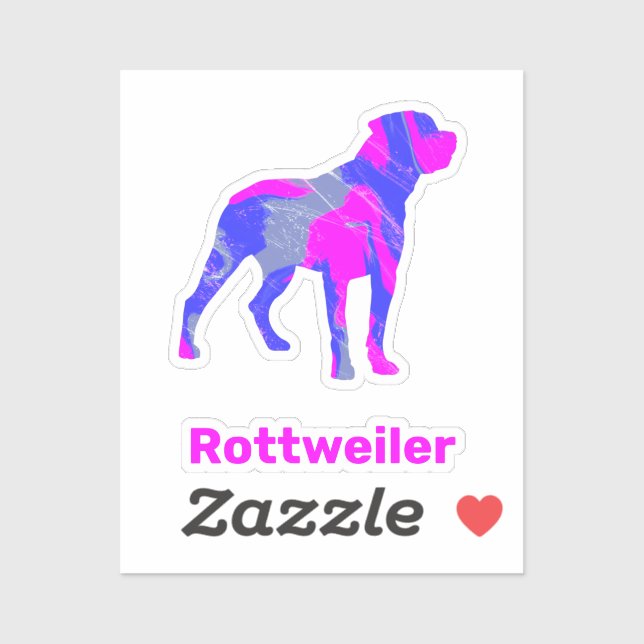 Pegatina rosado y azul de rotulier Dog Silhouette (Hoja)