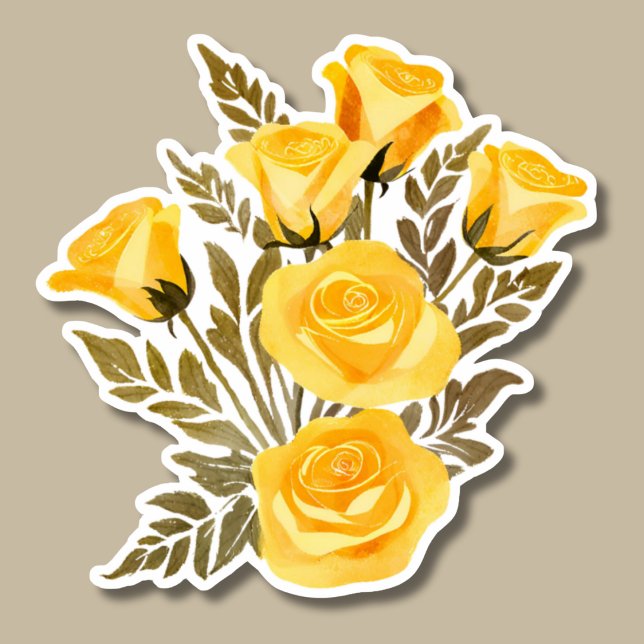Pegatina Rosas amarillas simples impermeables (Subido por el creador)