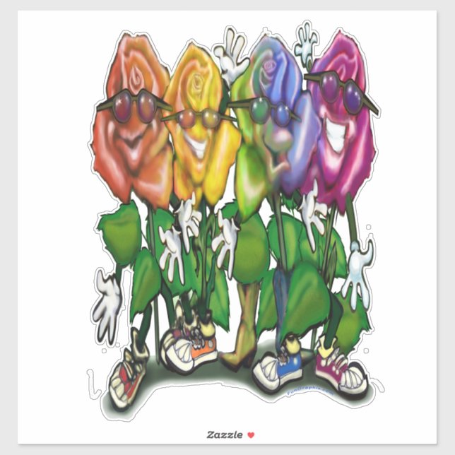 Pegatina Rosas del arcoiris (Hoja)