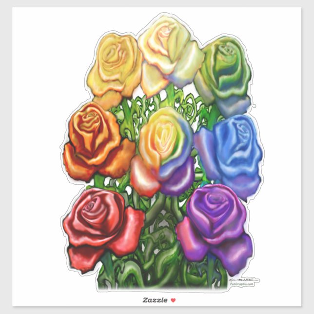 Pegatina Rosas del arcoiris (Hoja)