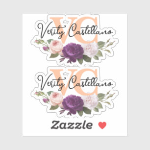 Pegatina Rosas florales Pretty Peach con nombre personaliza