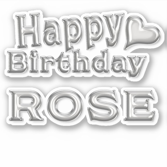 Pegatina Rose Happy Birthday silver Aufkleber Sticker (Anverso)