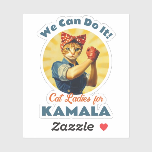 Pegatina Rosie The Riveter Cat Ladies Para Kamala Harris (Hoja)