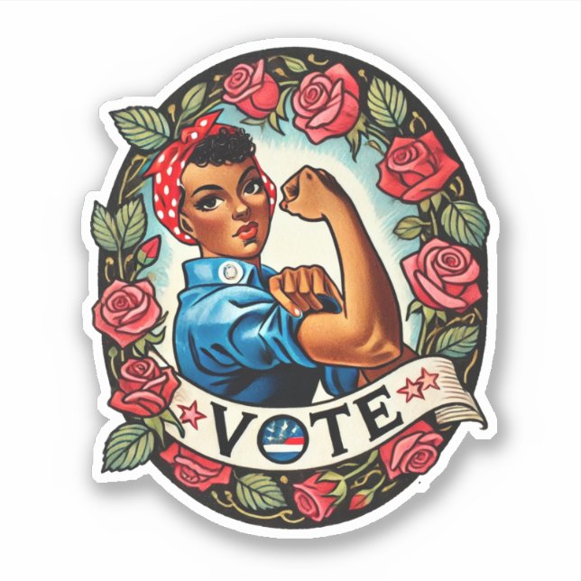 Pegatina Rosie the Riveter Vote (Anverso)
