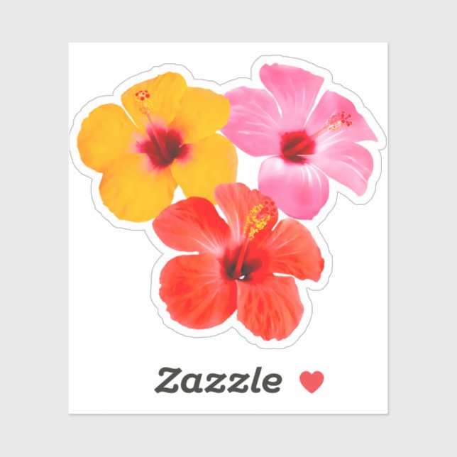 Pegatina Rot Orange Pink Hibiskus Blumen (Hoja)