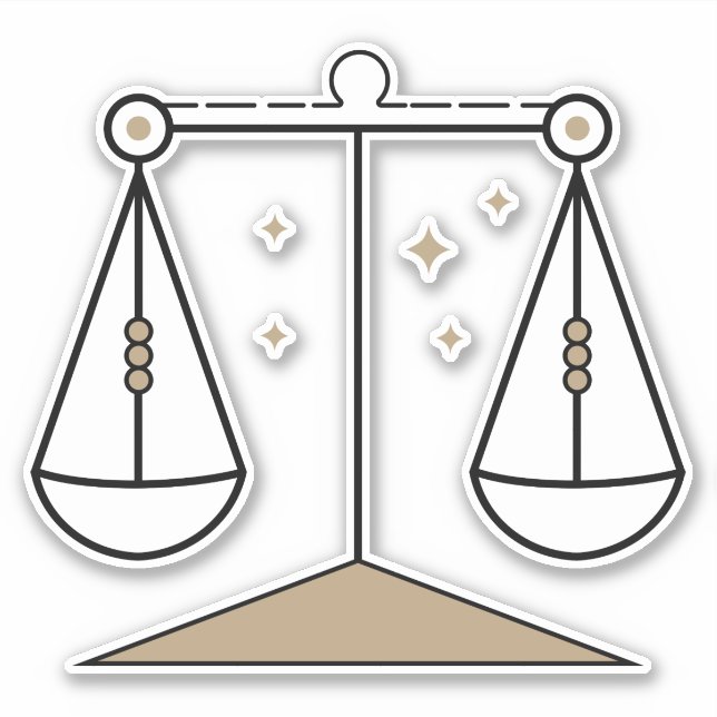 Pegatina Rótulo astrológico negro de Libra Scales Air (Anverso)