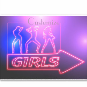 Pegatina Rótulo de Chicas rosados neón Thunder_Cove