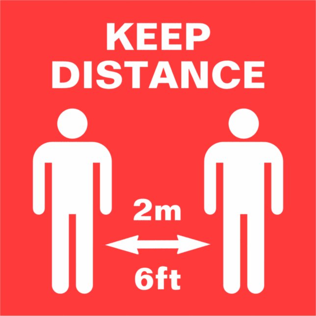 Pegatina Rótulo de piso de distanciamiento social de Corona (Anverso)