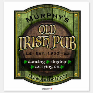 Pegatina Rótulo de pub irlandés personalizado