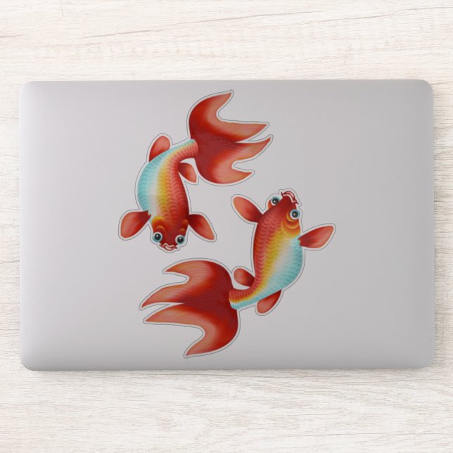 Pegatina Rótulo Koi Fish Pisces Zodiac (Ordenador)