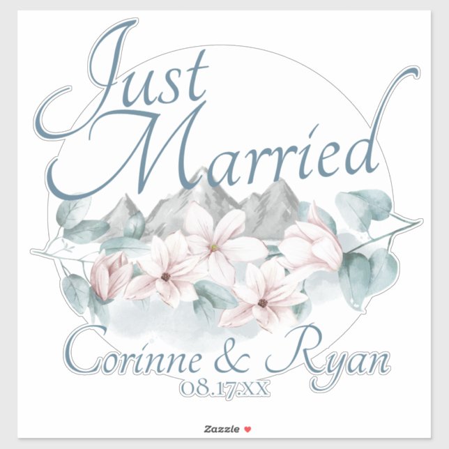 Pegatina Rótulo personalizado de Montaña Magnolias recién c (Hoja)