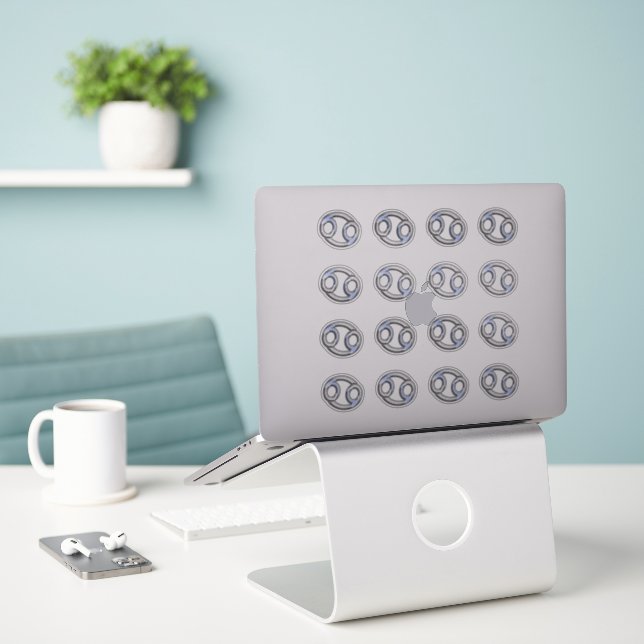 Pegatina Rótulo Zodiac contra el cáncer en camo digital azu (Ordenado portátil  en el escritorio)
