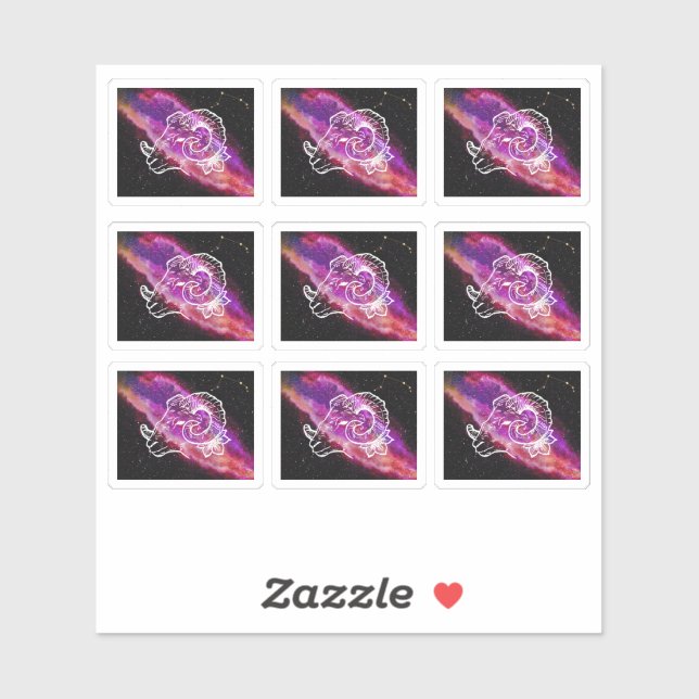 Pegatina Rótulo Zodiac Galaxy Aries Constellation (Hoja)