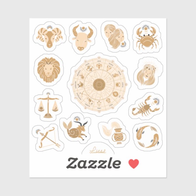 Pegatina Rótulos del Oeste de Zodiac (Hoja)