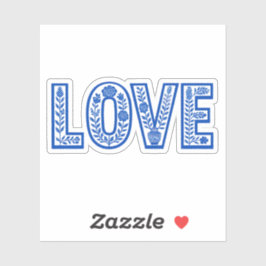 Pegatina Royal Blue Floral "LOVE" Sticker