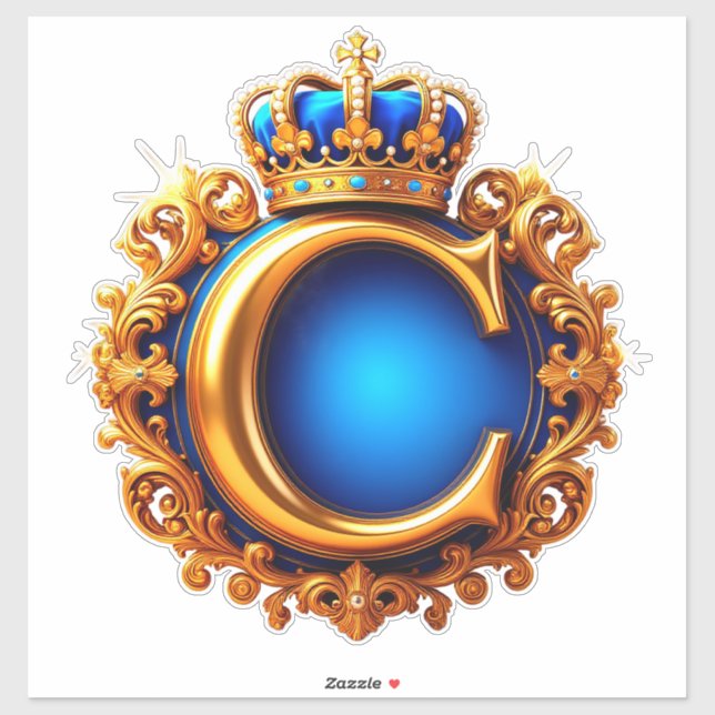 Pegatina Royal Blue Letter C Monogram (Hoja)