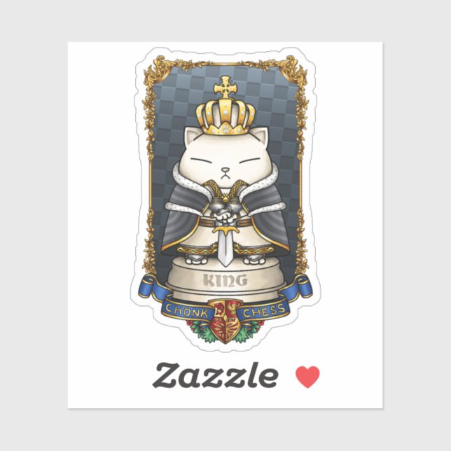 Pegatina Royal Cat Chess King Piece (Hoja)