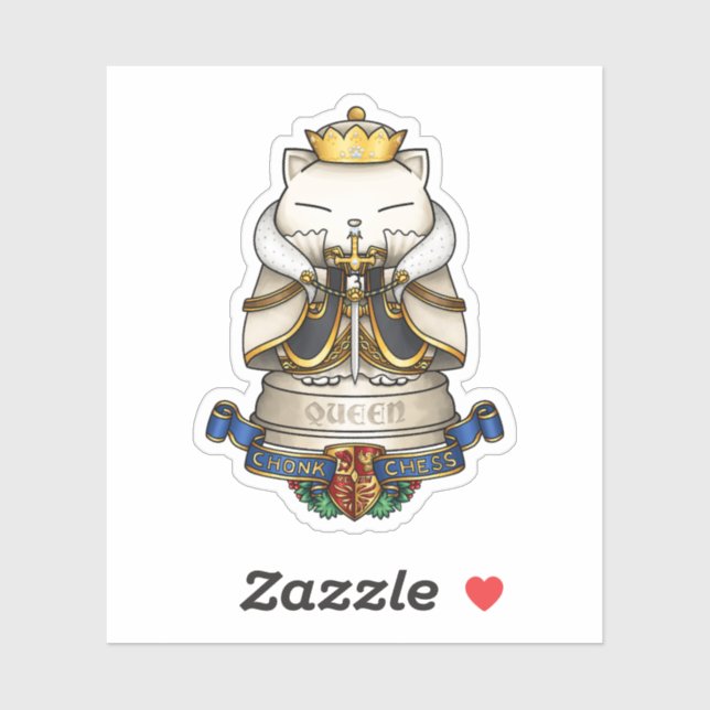 Pegatina Royal Cat Chess Queen Piece (Hoja)