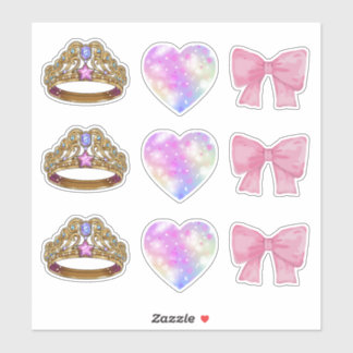 Pegatina Royal Coquette Sticker Sheet | Gold Tiara & Pink 