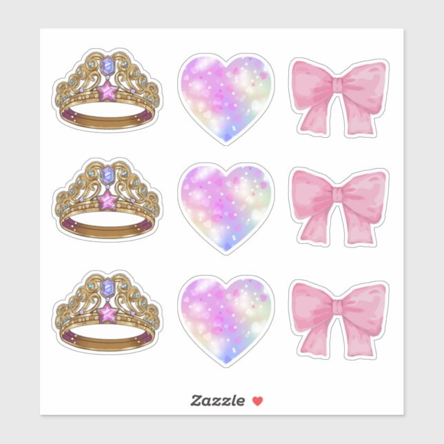 Pegatina Royal Coquette Sticker Sheet | Gold Tiara & Pink  (Hoja)