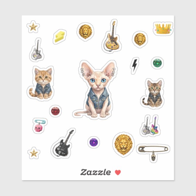 Pegatina Royal  Punk-Cat Stickers (Hoja)