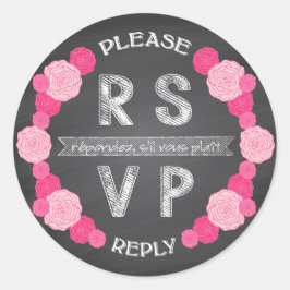 Pegatina RSVP de Rosas Rosadas de Chalkboard