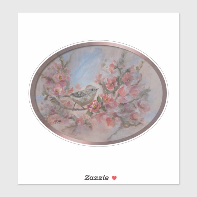 Pegatina Ruby Crowned Kinglet (Hoja)