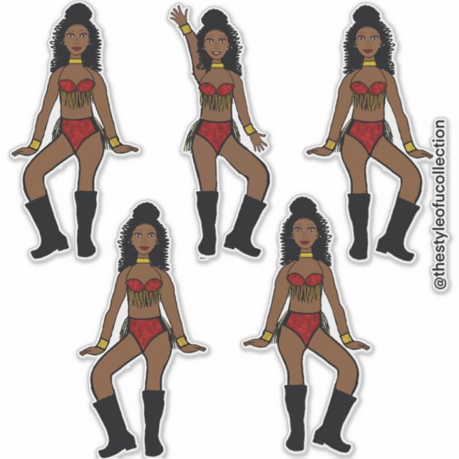 Pegatina Ruby Gold Fringe Dancer #2A Sticker (Anverso)
