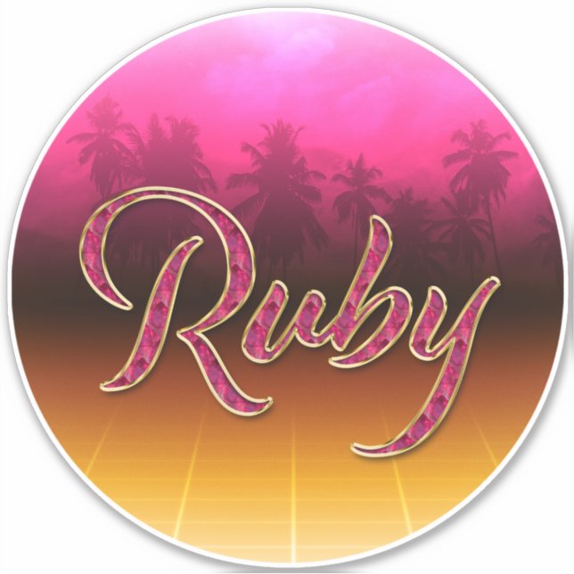 Pegatina Ruby Vorname Name golden pink Aufkleber Sticker (Anverso)