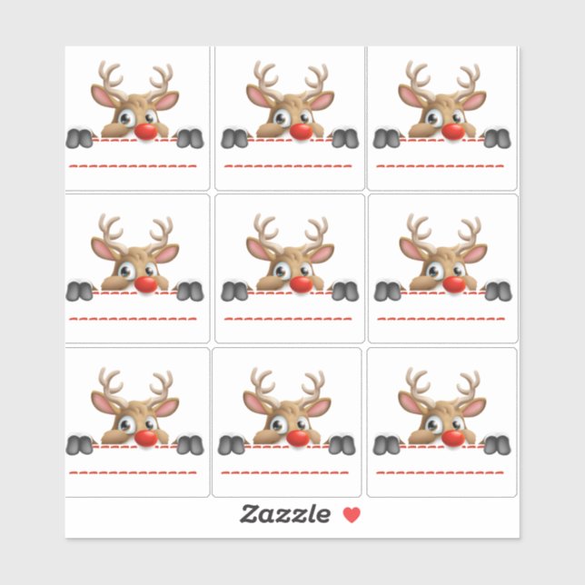 Pegatina Rudolph Red Nose Reindeer Sticker labels (Hoja)