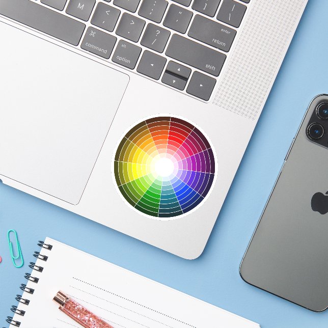 Pegatina Rueda de color de artista Arcoiris (Ordenado portátil con iPhone)