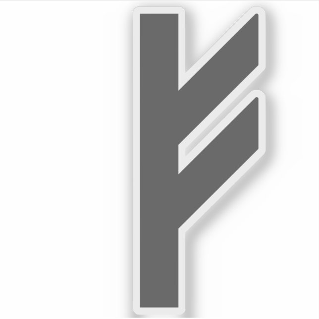 Pegatina Rune Fehu (gris) (Anverso)