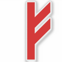 Pegatina Rune Fehu (rojo)