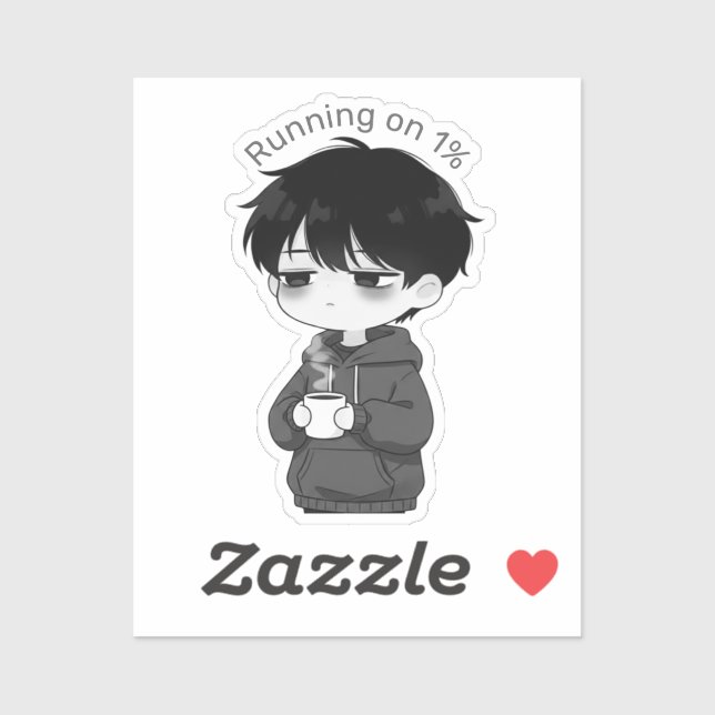 Pegatina Running on 1 Percent Relatable Chibi Coffee Illust (Hoja)