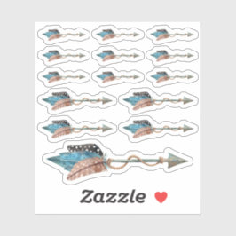 Pegatina Rustic Turquoise Fethers Tribal Arrow Boho Moda