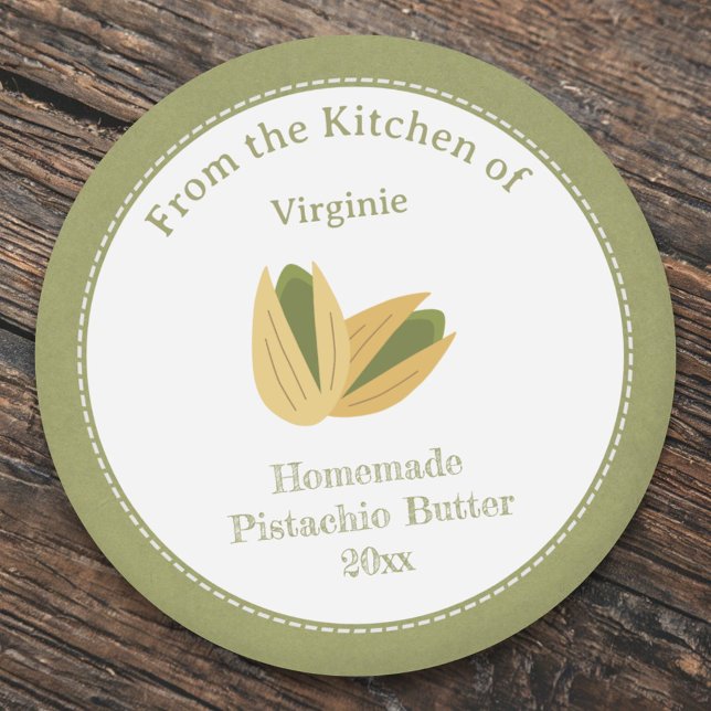Pegatina Rústico de Kraft con etiqueta de Mantequi (Rustic Pistachio Butter Label Kraft Sticker)