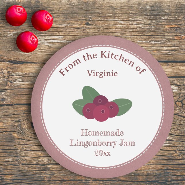Pegatina Rústico de la Etiqueta de Embalaje de Lin (Rustic Lingonberry Jam Label Sticker)