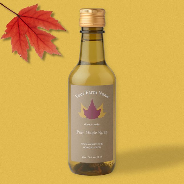 Pegatina Rústico de la etiqueta de jarabe de arce (Rustic Maple Syrup Bottle Label Sticker)