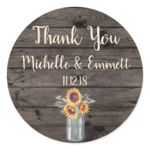 Pegatina Rústico Del Girasol Gracias Por Favor Gra