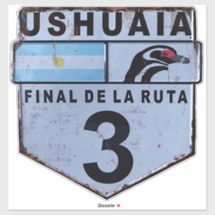 Pegatina Ruta 3 Ushuaia Señal de ruta en Patagonia