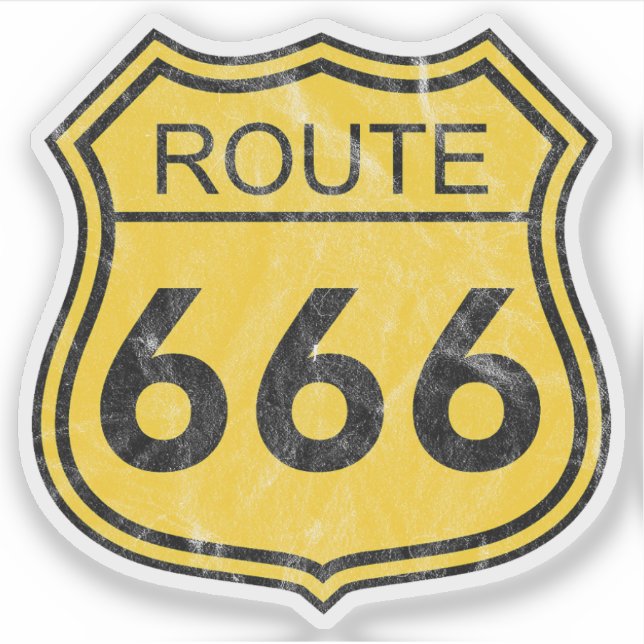 Pegatina Ruta 666 (amarillo) (Anverso)