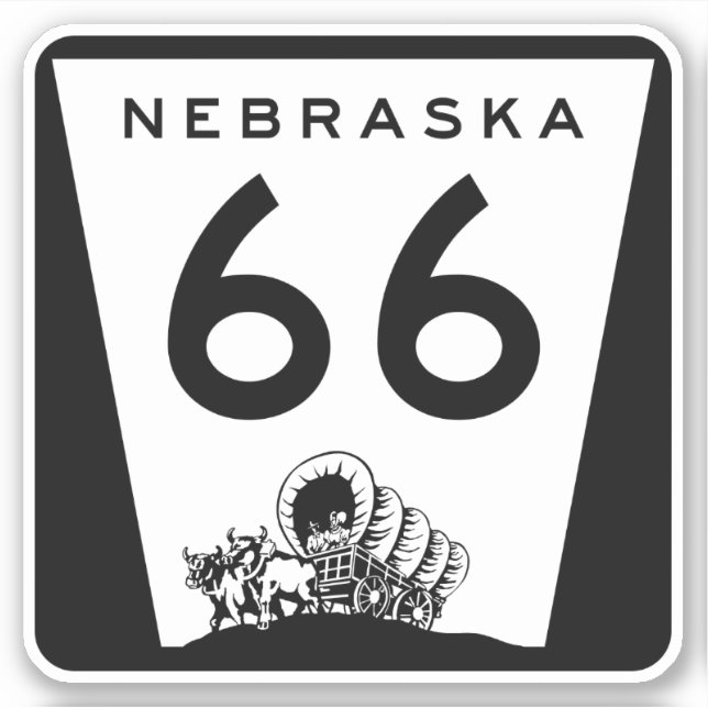 Pegatina Ruta 66 Rótulo de Viajes de Nebraska (Anverso)